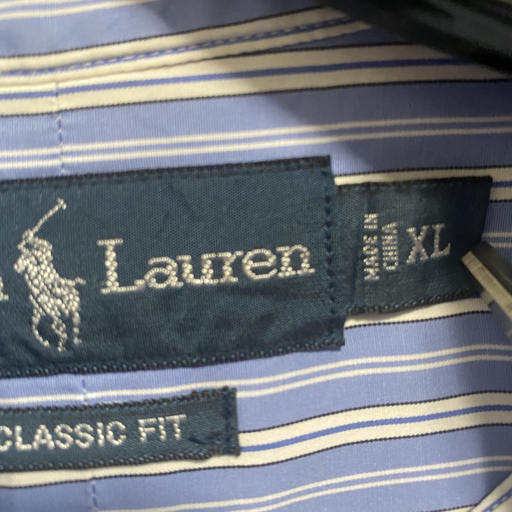 Ralph Lauren Shirt Mens XL‎ Blue Striped Classic Fit Button Down Preppy Office - Picture 4 of 9